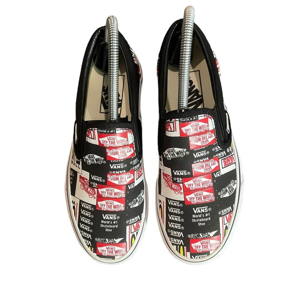 Vans Classic Slip-On Sneakers Black True White Logo Print Men's 5/ Women's 6.5 - Picture 9 of 9